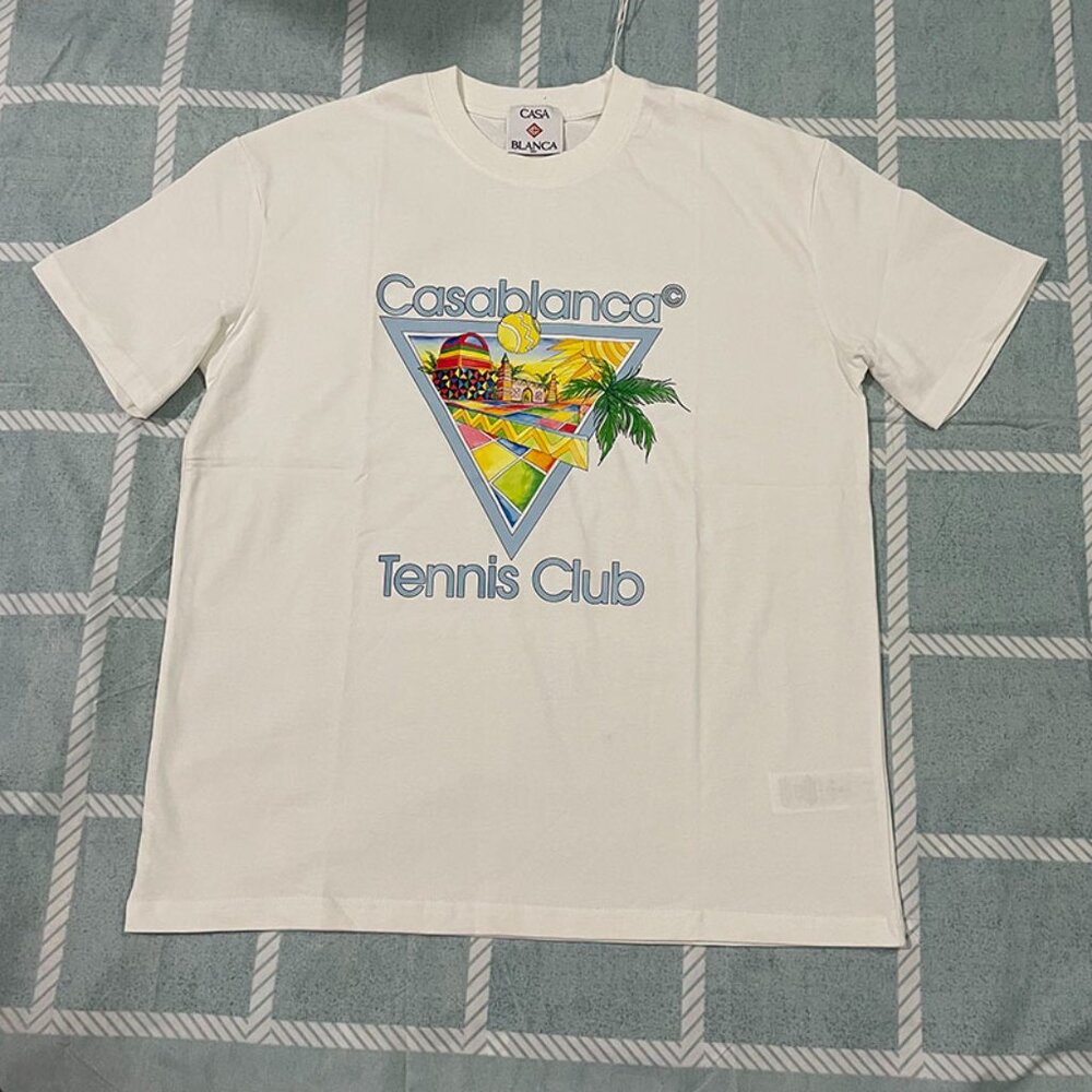 Casablanca Monogrammed White Short-Sleeved T-Shirt
